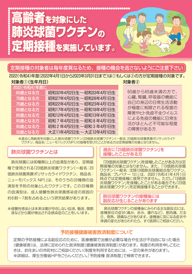 高齢者肺炎球菌ワクチン接種