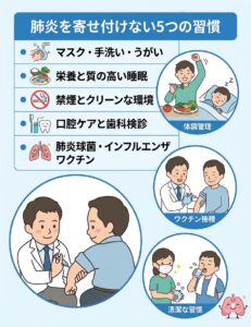 • • 肺炎 予防策 5つのポイント あやせ駅前整形外科・内科 